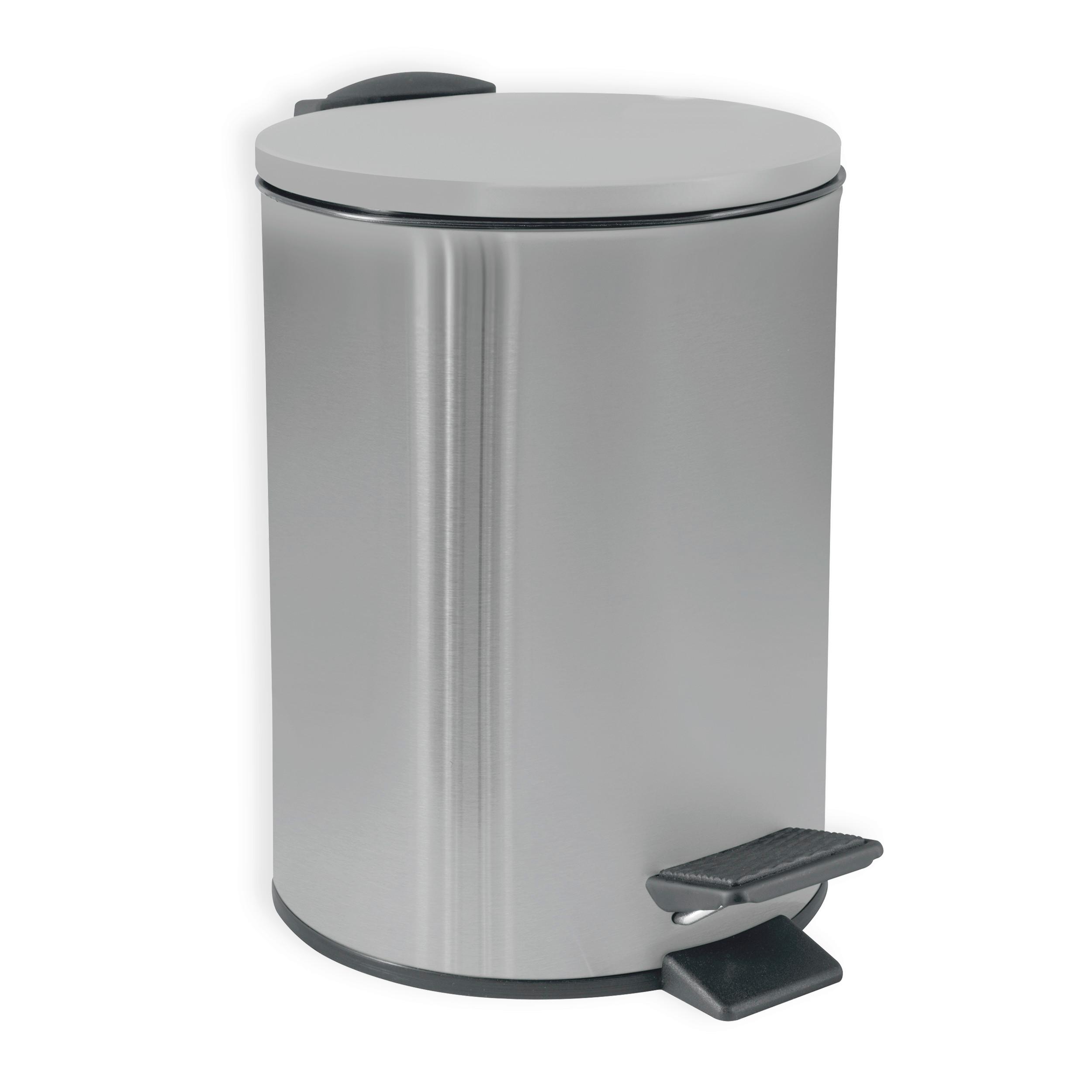 TRETEIMER ADELAR - Silberfarben/Schwarz, Basics, Kunststoff/Metall (16.80/16.80/22.80cm) - Spirella