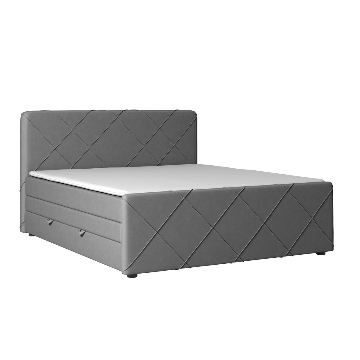 Boxspringbett mit Bettkasten Cordoba, 180x200 cm - Hellgrau/Schwarz, MODERN, Karton/Holz (180/200cm) - MID.YOU