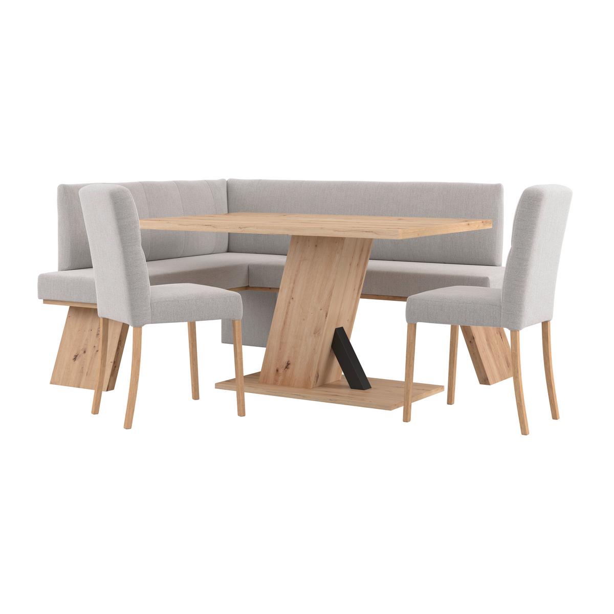 Eckbank Emma Ii Webstoff Hellgrau, B: 140 Cm - Eichefarben/Hellgrau, KONVENTIONELL, Holzwerkstoff/Textil (140/160cm)