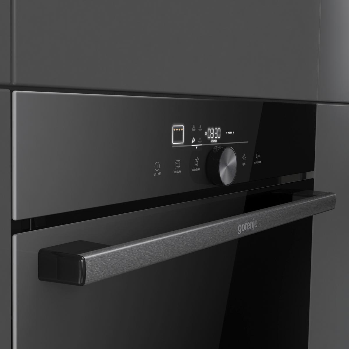 Einbaubackofen Go66e Pizza350c - Schwarz, MODERN, Glas/Metall (59,5/59,5/56,4cm) - Gorenje