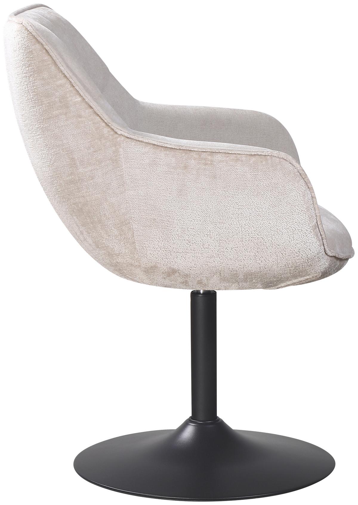 Armlehnstuhl Kaleo Chenille Beige, B: 63 cm - Beige/Schwarz, KONVENTIONELL, Textil/Metall (63/87/64cm) - MID.YOU