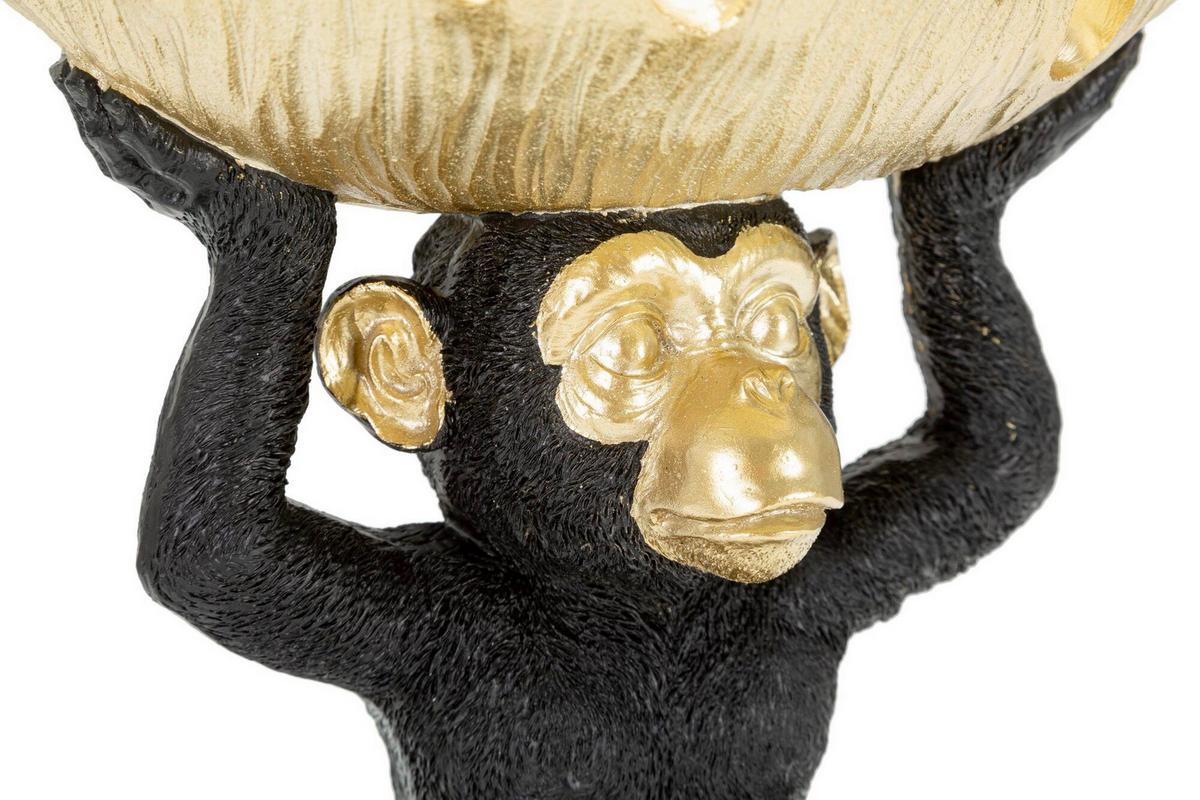 Skluptur Decor Monkey Schwarz, Goldfarben, B: 25,2cm - Goldfarben/Schwarz, Basics, Kunststoff (25.2/24/21cm)