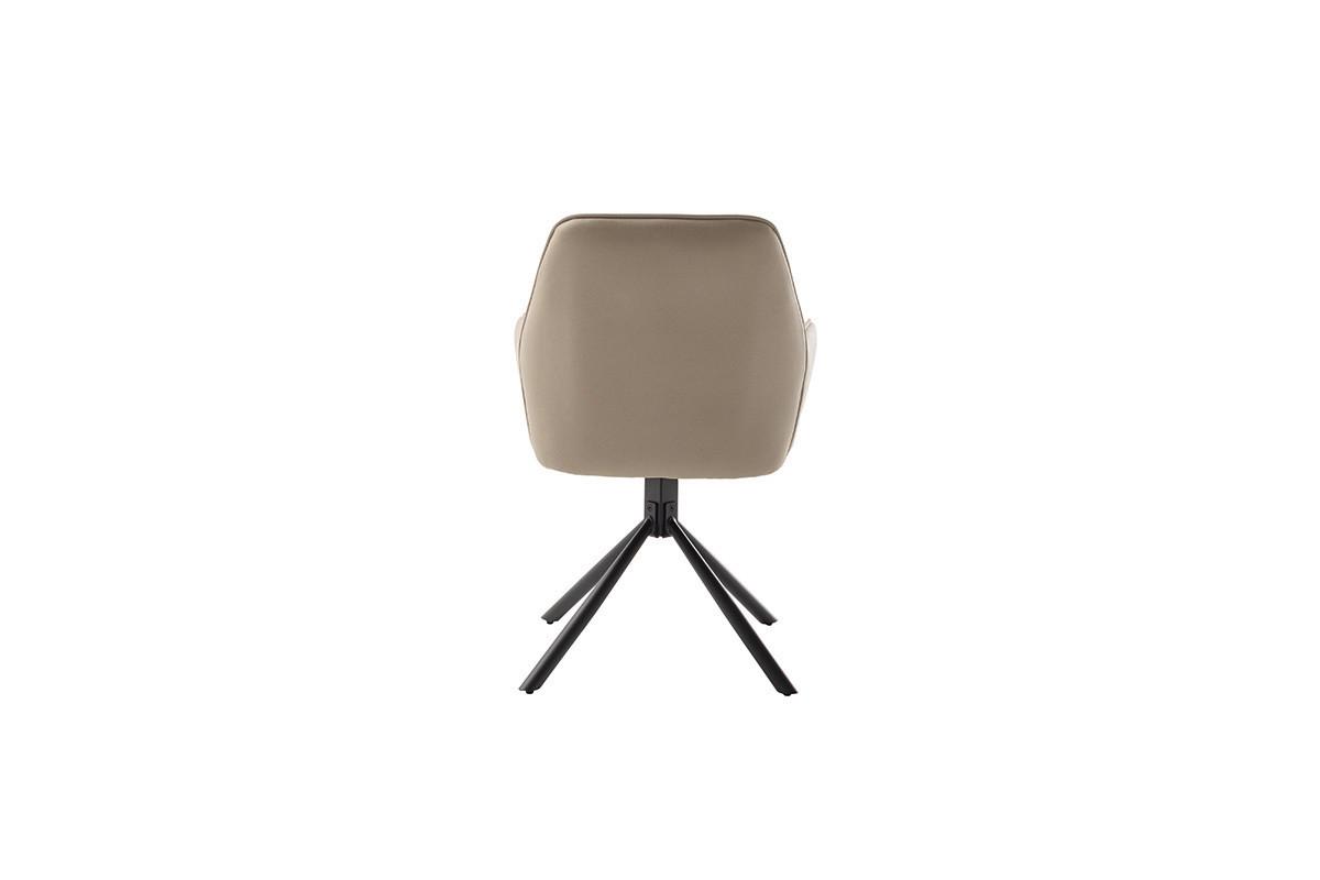 Armlehnstuhl Rafaela Textil Cappuccino 180° Drehbar - Schwarz/Cappuccino, Trend, Textil/Metall (62/89/64cm)