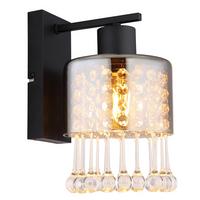 Wandleuchte 15884w - Klar/Schwarz, KONVENTIONELL, Glas/Kunststoff (15/19,3/25,5cm) - Globo