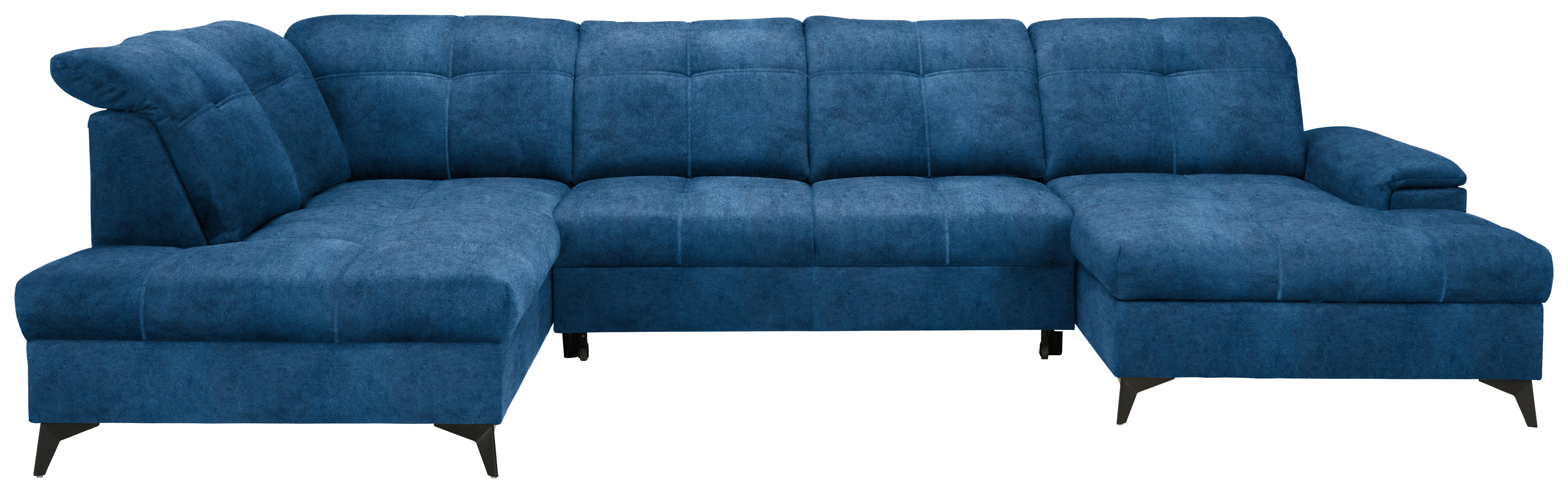 Sedacia súprava U SIERRA, ľavá, modrá - modrá/čierna, Modern, kov/textil (230/364/181cm) - Mömax