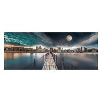 OBRAZ NA PLÁTNE MOON CITY - viacfarebná, Basics, drevo/textil (150/60cm)