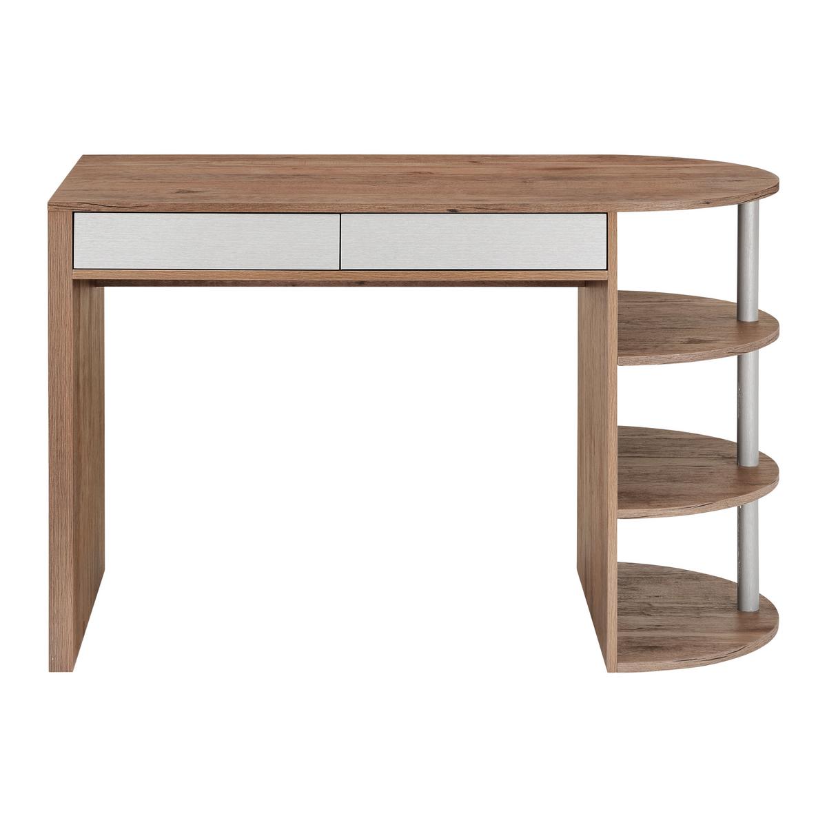 Psací stůl LOVINO - barvy dubu/barvy stříbra, Moderní (121/76/60cm) - Bessagi Home