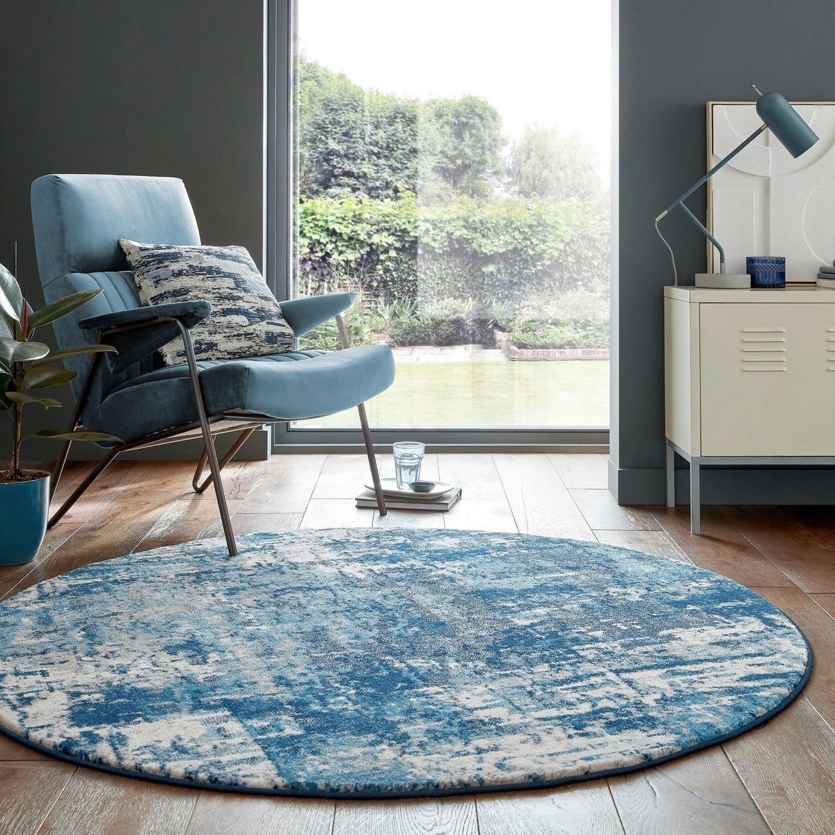 Webteppich 503119373952 - Dunkelblau, Basics, Textil (160/160cm)