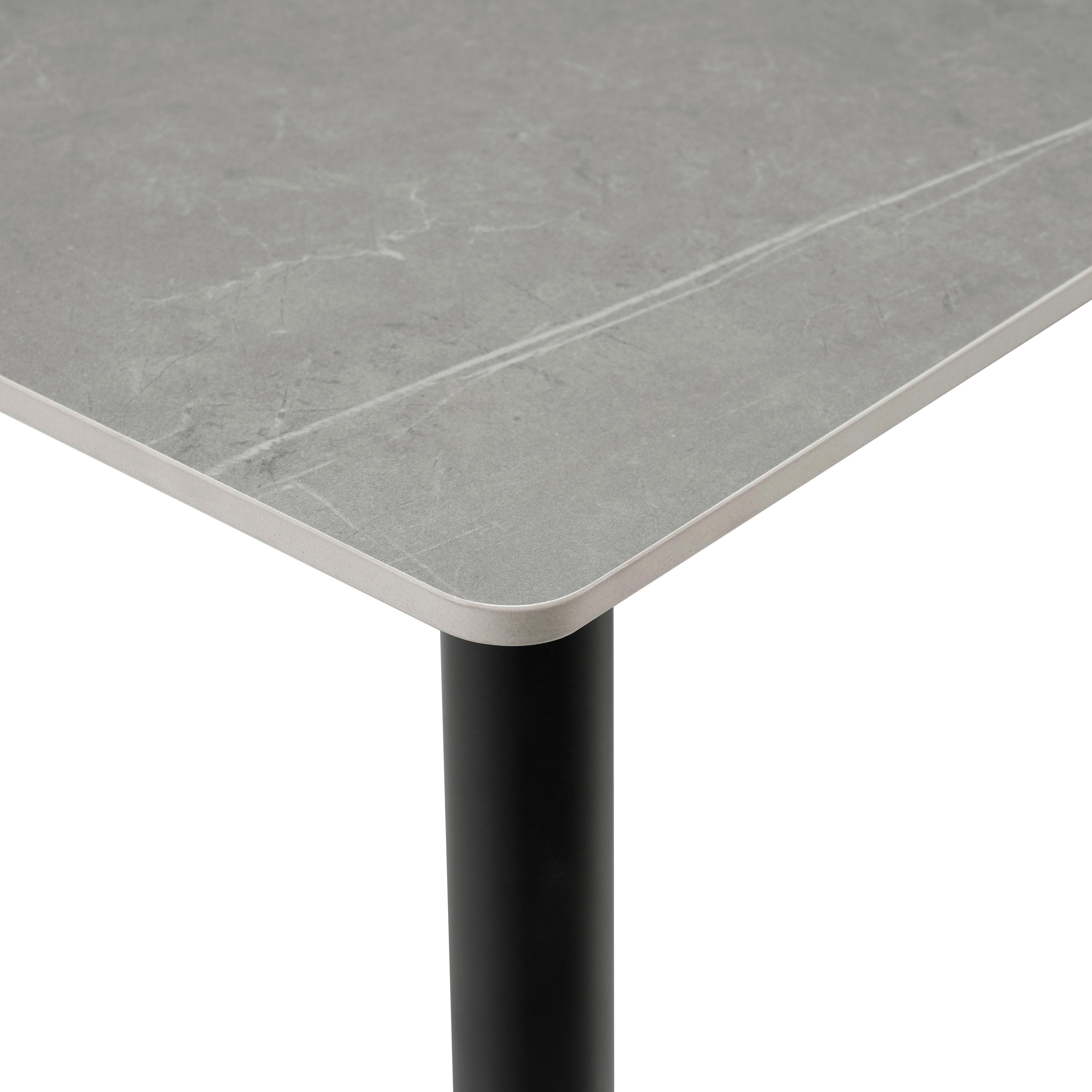 Esstisch Jules - Hellgrau/Schwarz, MODERN, Keramik/Metall (140/80/76cm) - MID.YOU