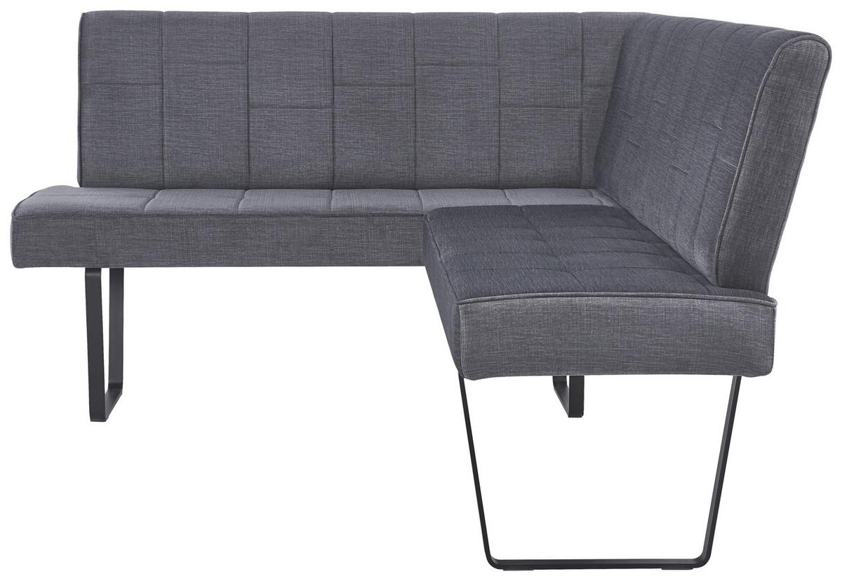 Eckbank Tilos Samt Dunkelgrau, S: 150x190 cm - Dunkelgrau/Schwarz, KONVENTIONELL, Textil/Metall (150/190cm) - MID.YOU