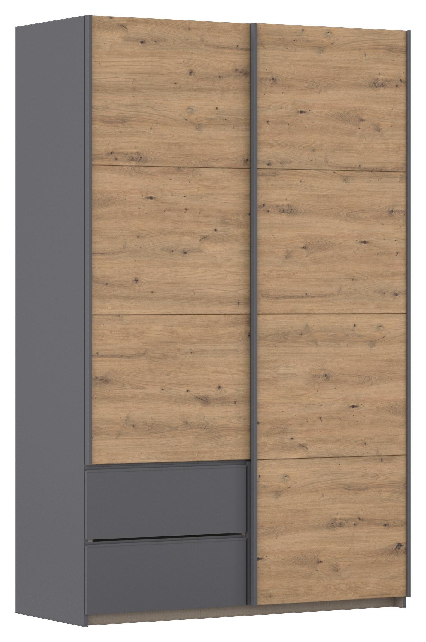 Schwebetürenschrank Stoke Grau Eiche Artisan Dekor - Eiche Artisan/Grau, MODERN, Holzwerkstoff (131/210/59cm) - Rauch Möbel