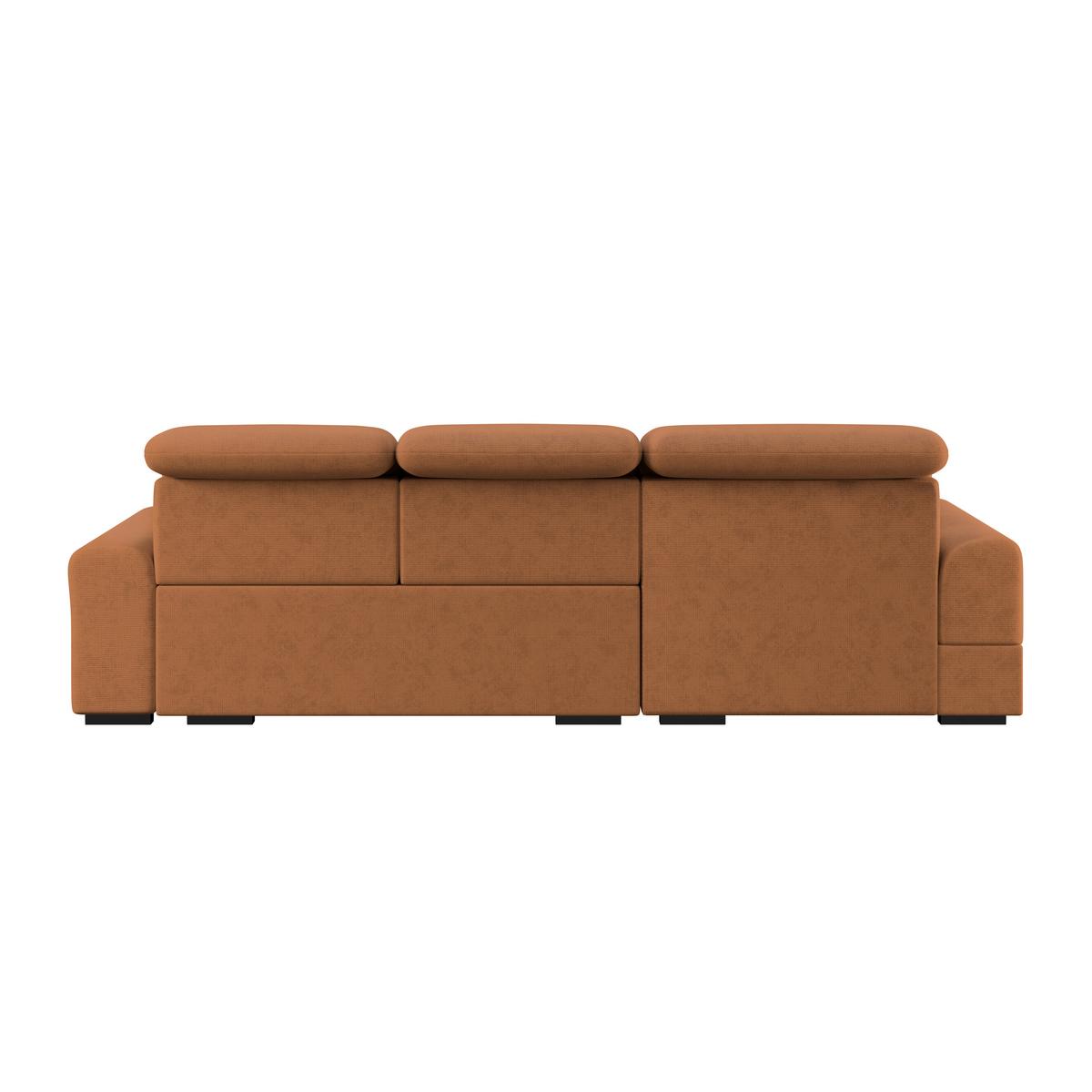 Ecksofa mit Bettfunktion Malaga New Chenille Terracotta - Terracotta/Schwarz, KONVENTIONELL, Textil (203/286cm) - Ondega