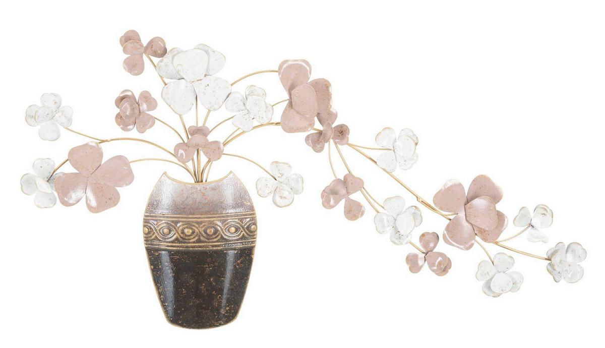 Wanddeko Vase New Gold/rosa/creme/grau B: 87,5cm - Goldfarben/Creme, Basics, Metall (87.5/46/6cm)