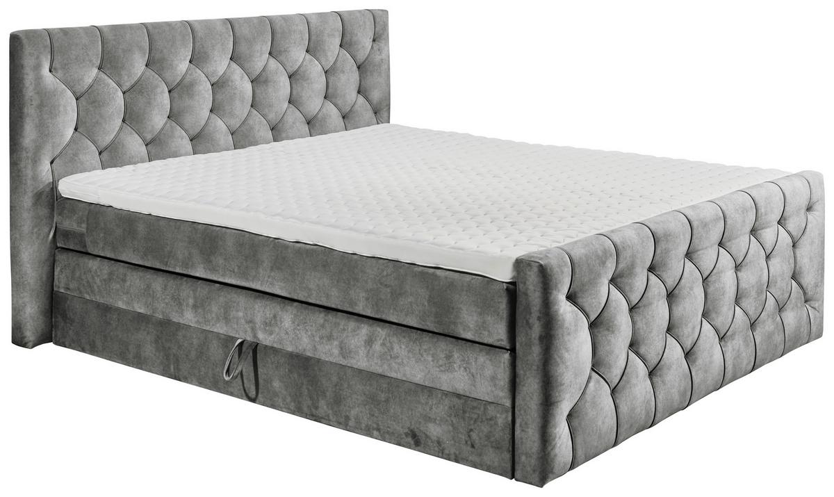 Boxspringbett mit Topper 180x200 cm Cashfield - Grau, MODERN, Holzwerkstoff/Textil (180/200cm) - MID.YOU