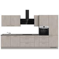 Kuchyňská linka 360 cm, šedý betón/ kamenná šedá - šedá/světle šedá, Moderní, kov/kompozitní dřevo (360cm) - Nobilia