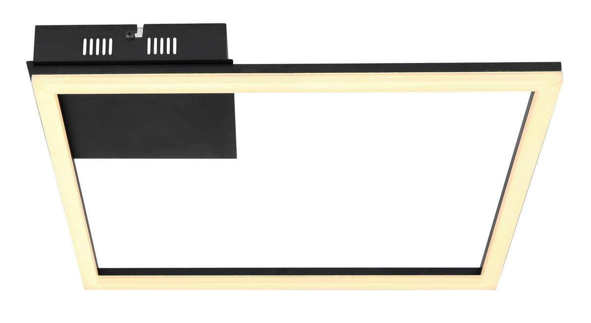 LED-Deckenleuchte L: 40 cm, 1-Flammig - Opal/Schwarz, Design, Kunststoff/Metall (40/40/5,5cm) - Globo