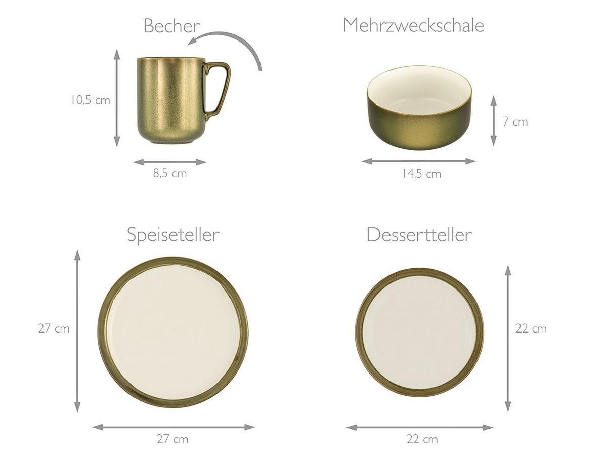 Kombinovaný servis 8- dielny - biela/zlatá, keramika (30/30/29cm) - Creatable