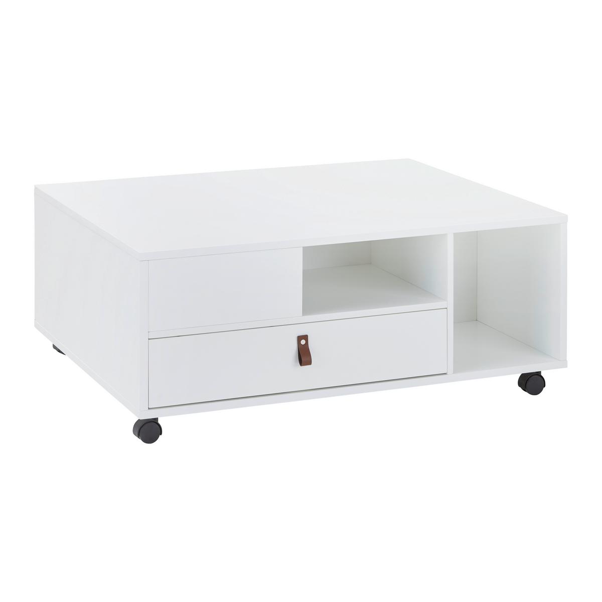 Konferenční stolek MICK - bílá/hnědá, Moderní, kompozitní dřevo/plast (74/88/35cm) - Modern Living