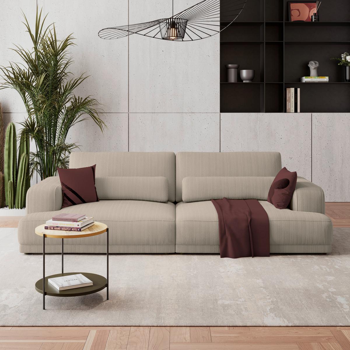 Bigsofa Savona Cord braun, 260x111cm - Braun, Trend, Textil (260/77/111cm) - Luca Bessoni
