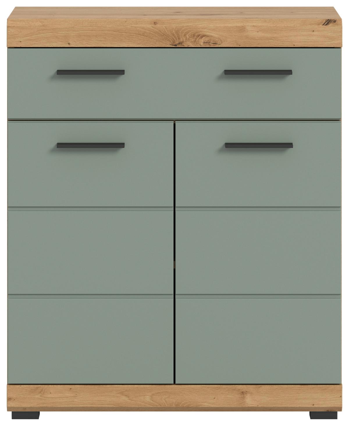 Midischrank Scout Eiche Dekor/Salbeigrün B: 74cm - Salbeigrün/Eichefarben, MODERN, Holzwerkstoff (74/88/31cm) - MID.YOU