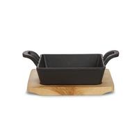 Servierpfanne Gusseisen Kratzfest Mit Servierbrett - Schwarz/Braun, Basics, Holz/Metall (18,5/3,5/12,5cm) - Echtwerk