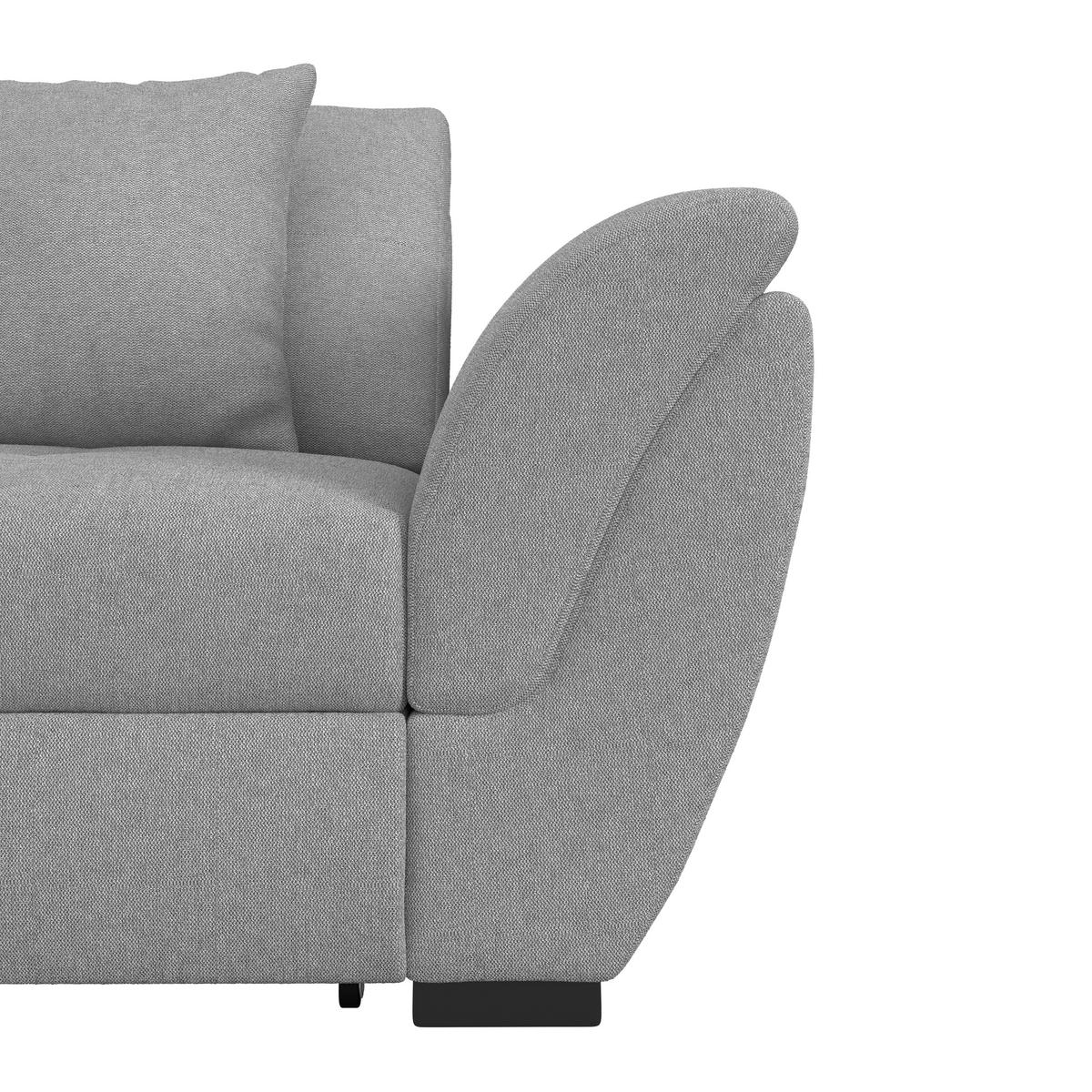 Ecksofa mit Schlaffunktion + Bettkasten Berisso Webstoff - Schwarz/Grau, Design, Textil (187/278cm) - Ondega