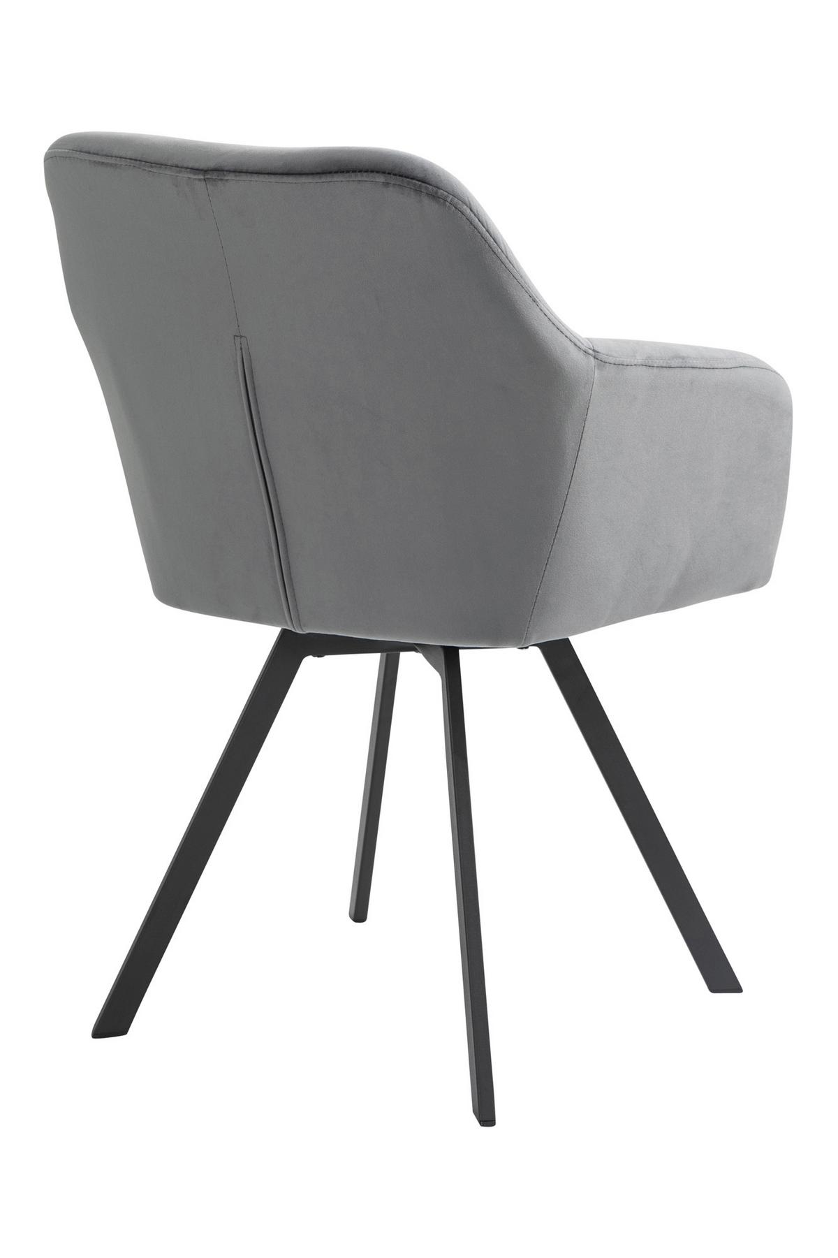 Armlehnstuhl Grau B: 61 Cm - Schwarz/Grau, MODERN, Textil/Metall (61/85/62cm) - Livetastic