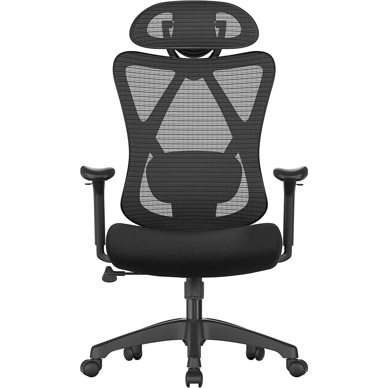 Bürostuhl mit Kopfstütze Schwarz, bis 120 kg Schwarz 68x114-123,5x66 cm
