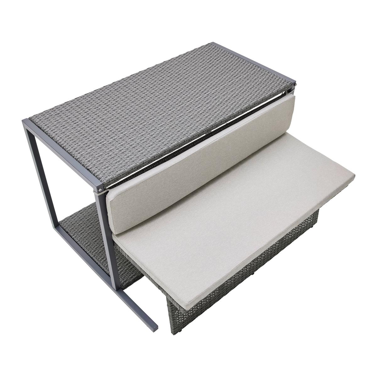 Sada na balkon MARIO tm.šedá/sv.šedá - šedá/světle šedá, Moderní, kov/textil (120/75/105cm) - Bessagi Garden