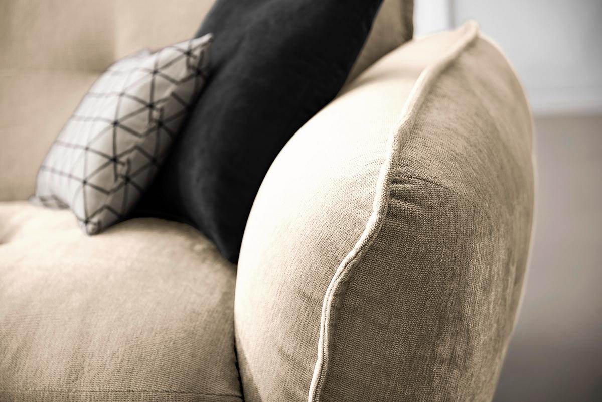 Ecksofa Fluffy, Creme S: 184x269 Cm - Creme/Schwarz, MODERN, Textil (184/269cm) - Trendmanufaktur