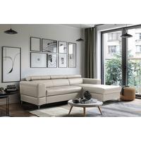 Ecksofa Torino Teilleder platinfarben 247x173 - Platinfarben/Schwarz, Design, Leder/Textil (247/173cm) - Livetastic