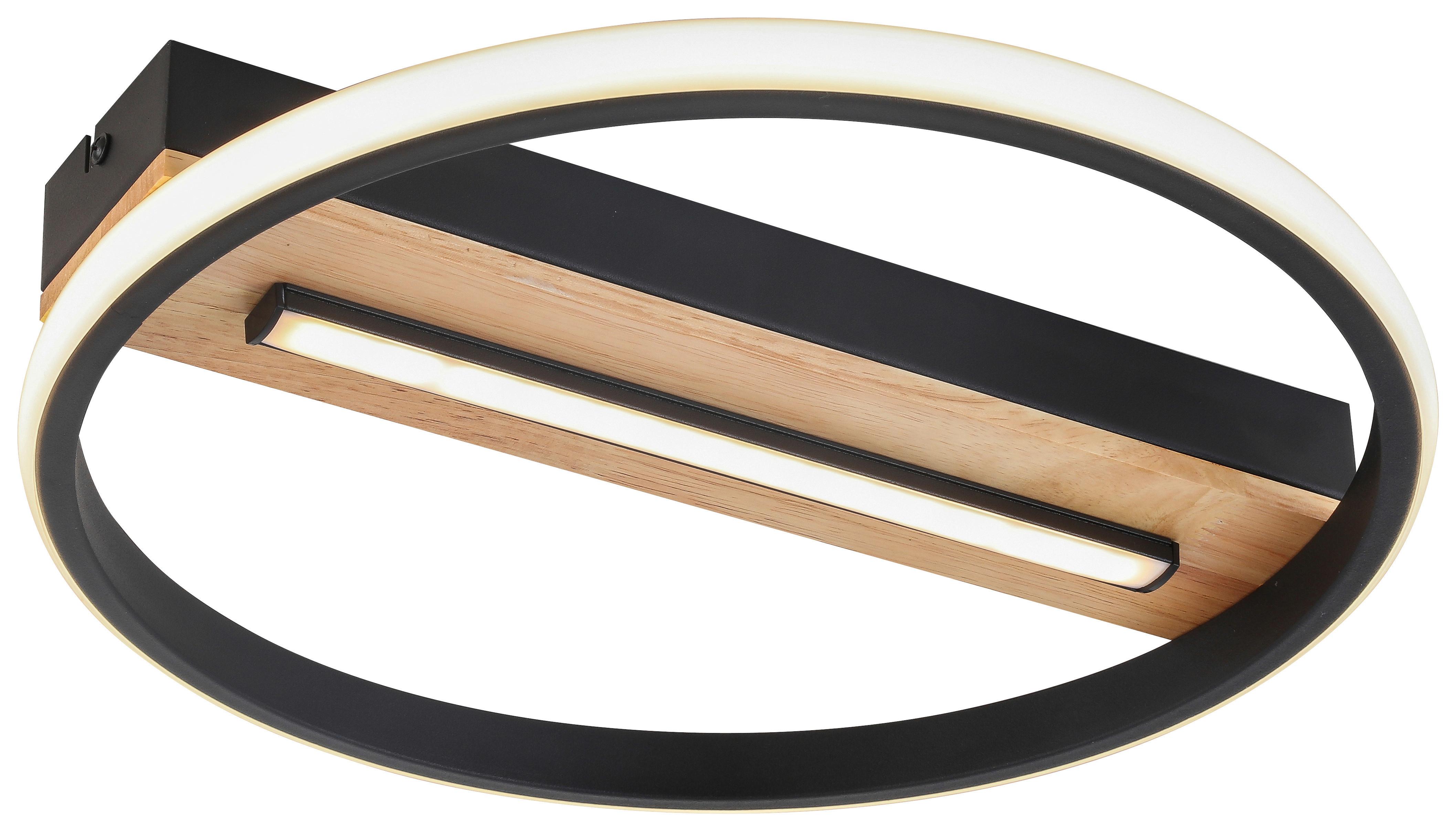 Led-deckenleuchte Adora - Schwarz/Naturfarben, MODERN, Holz/Kunststoff (34,3/6cm) - Luca Bessoni