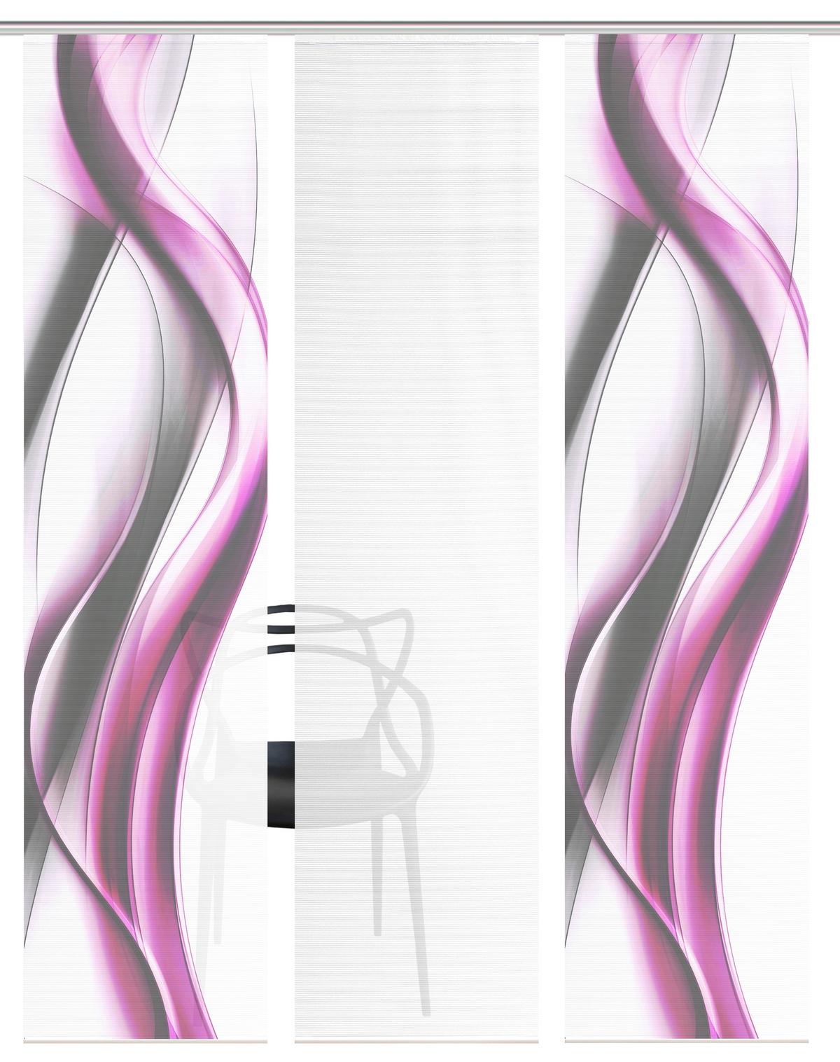 Flächenvorhang Cara 3er Set - Pink/Weiß, Design, Textil (180/260cm)