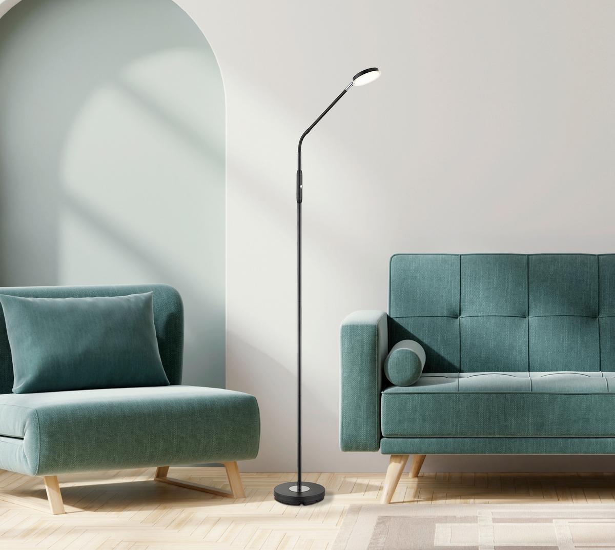 STOJACÍ LED LAMPA SILVIO - černá/čiré, Design, kov/plast (52/20/173cm)