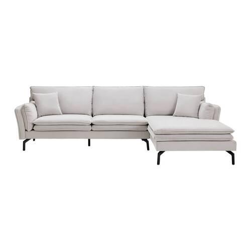 Sedací souprava LANI béžová - černá/světle šedá, Moderní, kov/dřevo (296/86/89-170cm) - Bessagi Home