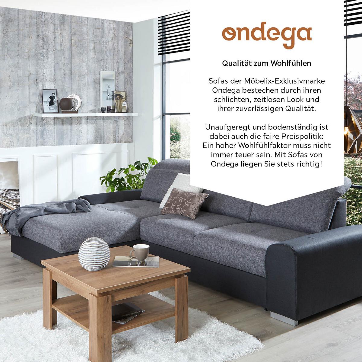 Ecksofa Mit Schlaffunktion + Bettkasten Malaga, Webstoff - Silberfarben/Graphitfarben, KONVENTIONELL, Textil (203/286cm) - Ondega