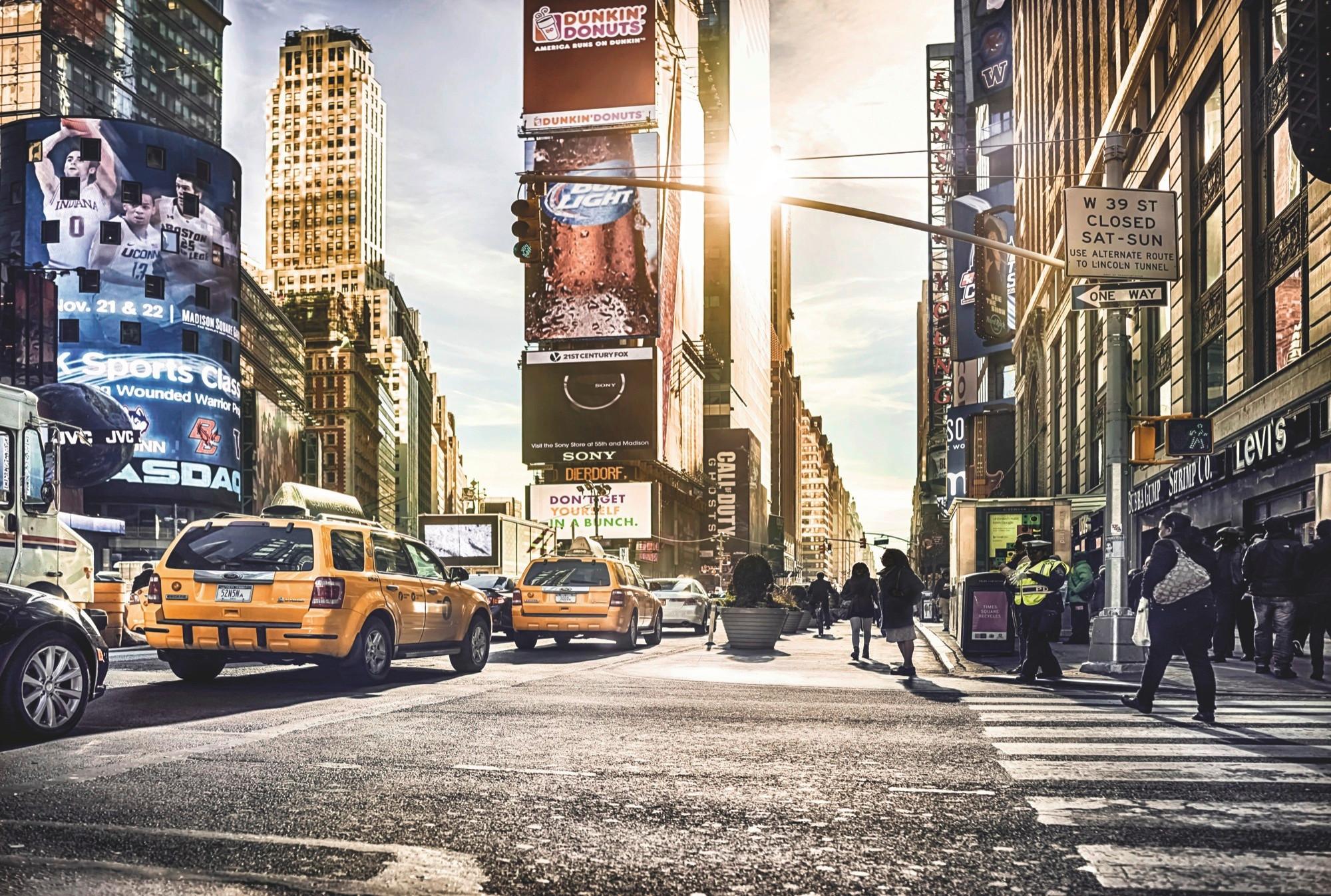 Vliestapete Time Square - Multicolor, Design, Papier (368/248cm)