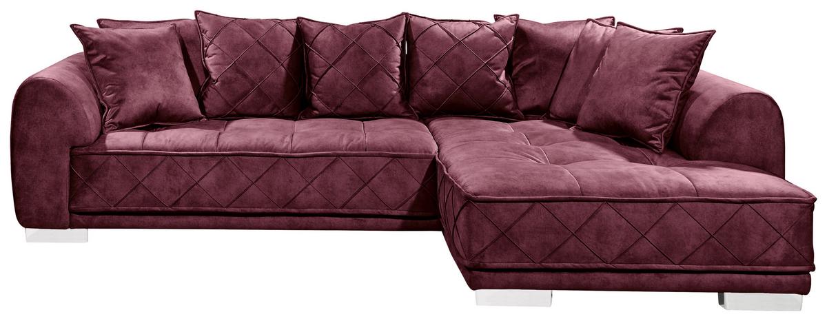 Sedací souprava ve tvaru L SENTINA bordová - bordeaux/barvy stříbra, Basics, textil/plast (319/194cm) - MID.YOU