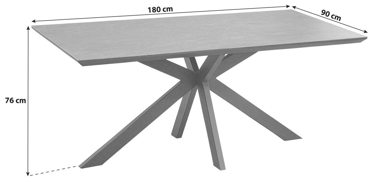 Esstisch Steve 1 180x90 Cm Schwarz - Schwarz, MODERN, Keramik/Holzwerkstoff (180/76/90cm)