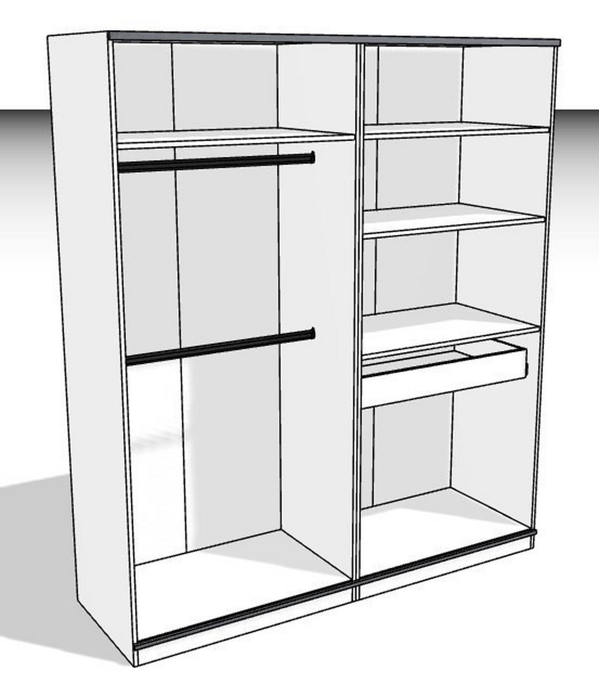 Schwebetürenschrank B: 182cm Ondega Weiß - Weiß, KONVENTIONELL, Holzwerkstoff (182/210/61cm) - Ondega
