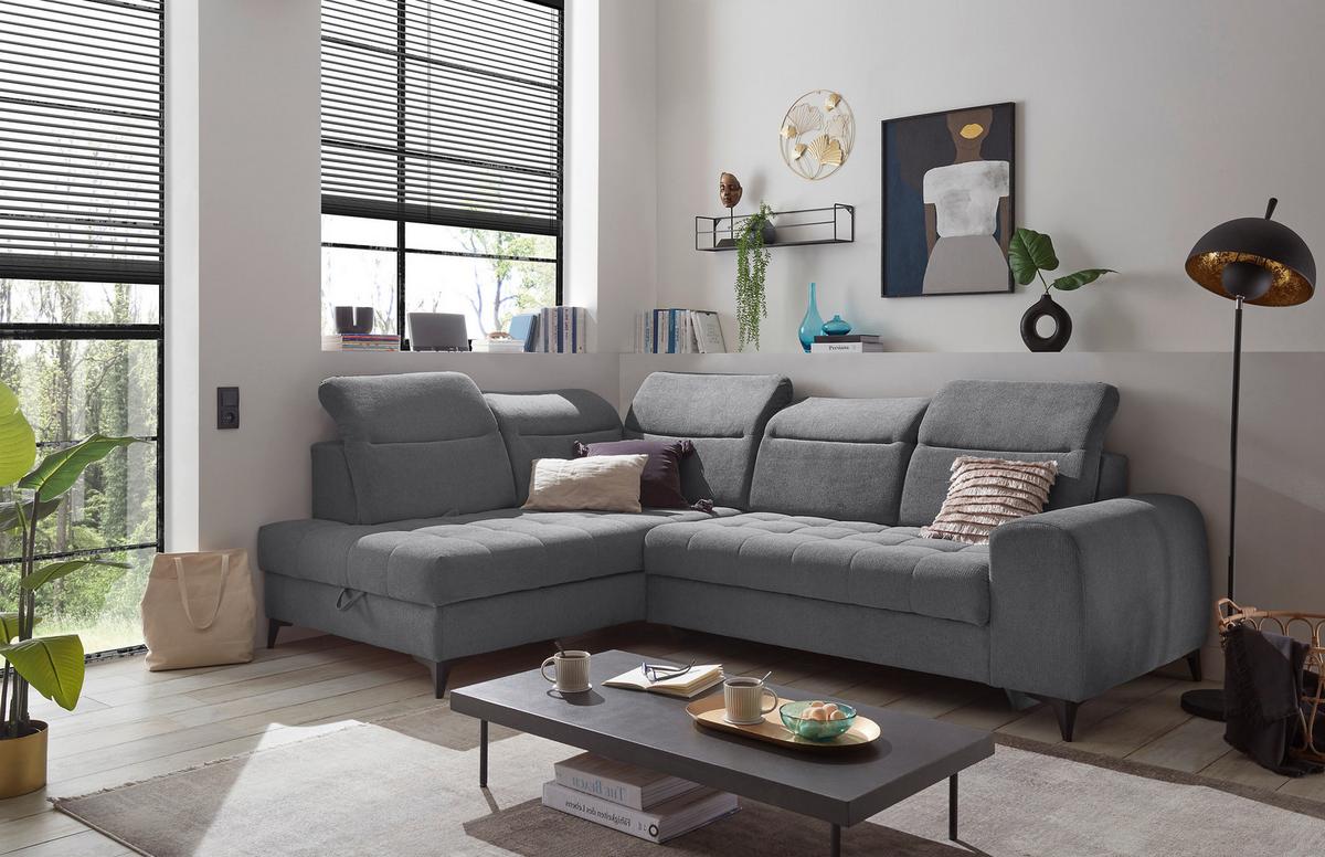 Ecksofa Rockdale Anthrazit S:200x282cm - Anthrazit/Schwarz, KONVENTIONELL, Textil (200/282cm) - MID.YOU