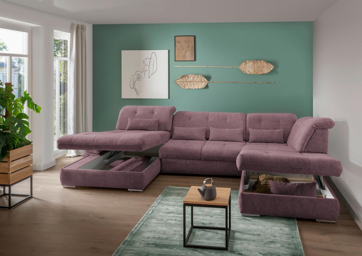 Livetastic Wohnlandschaft Dalida Mit Schlaffunktion Brombeere