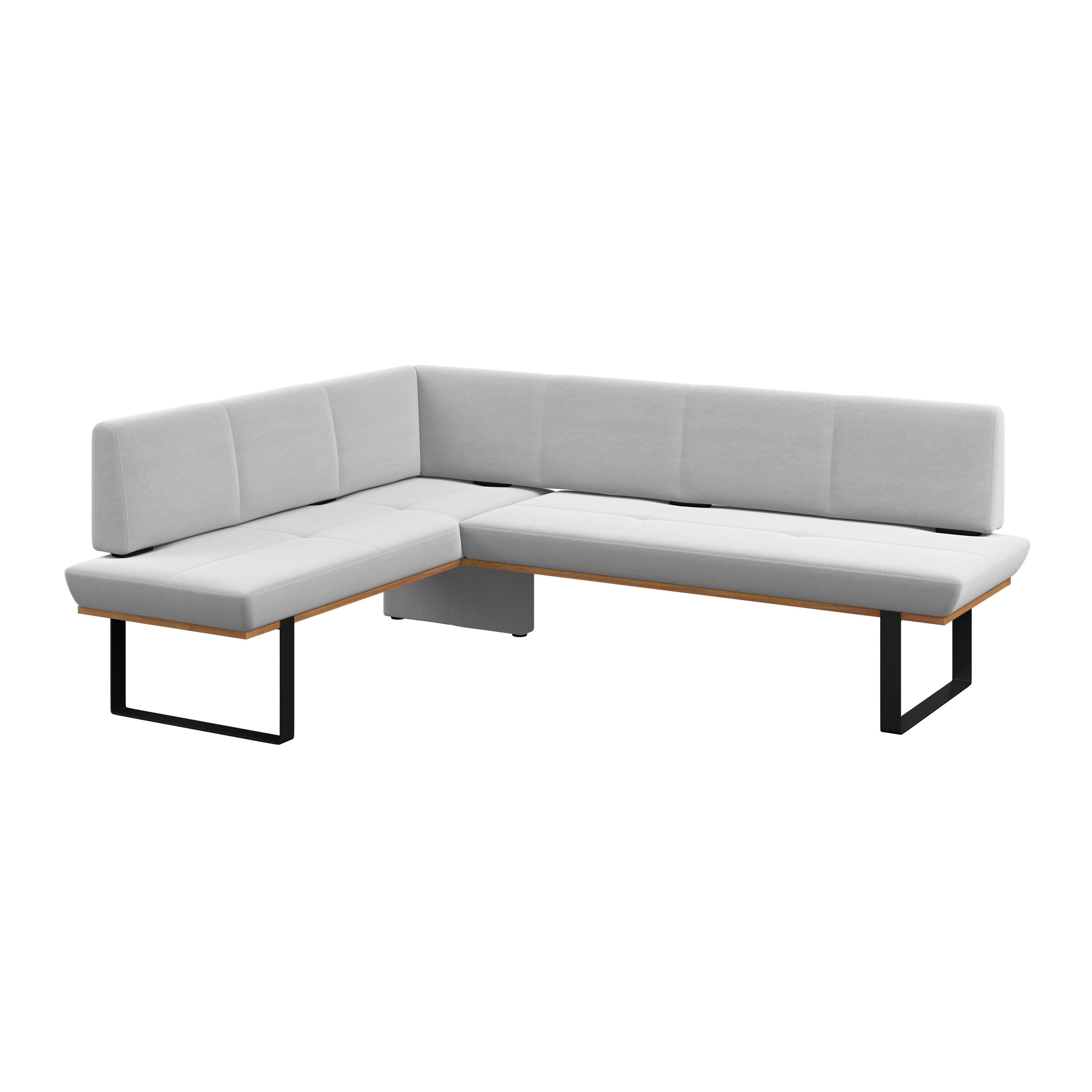 Eckbank Tristan Webstoff hellgrau,S:175x245cm - Hellgrau/Schwarz, MODERN, Holz/Textil (175/245cm) - James Wood