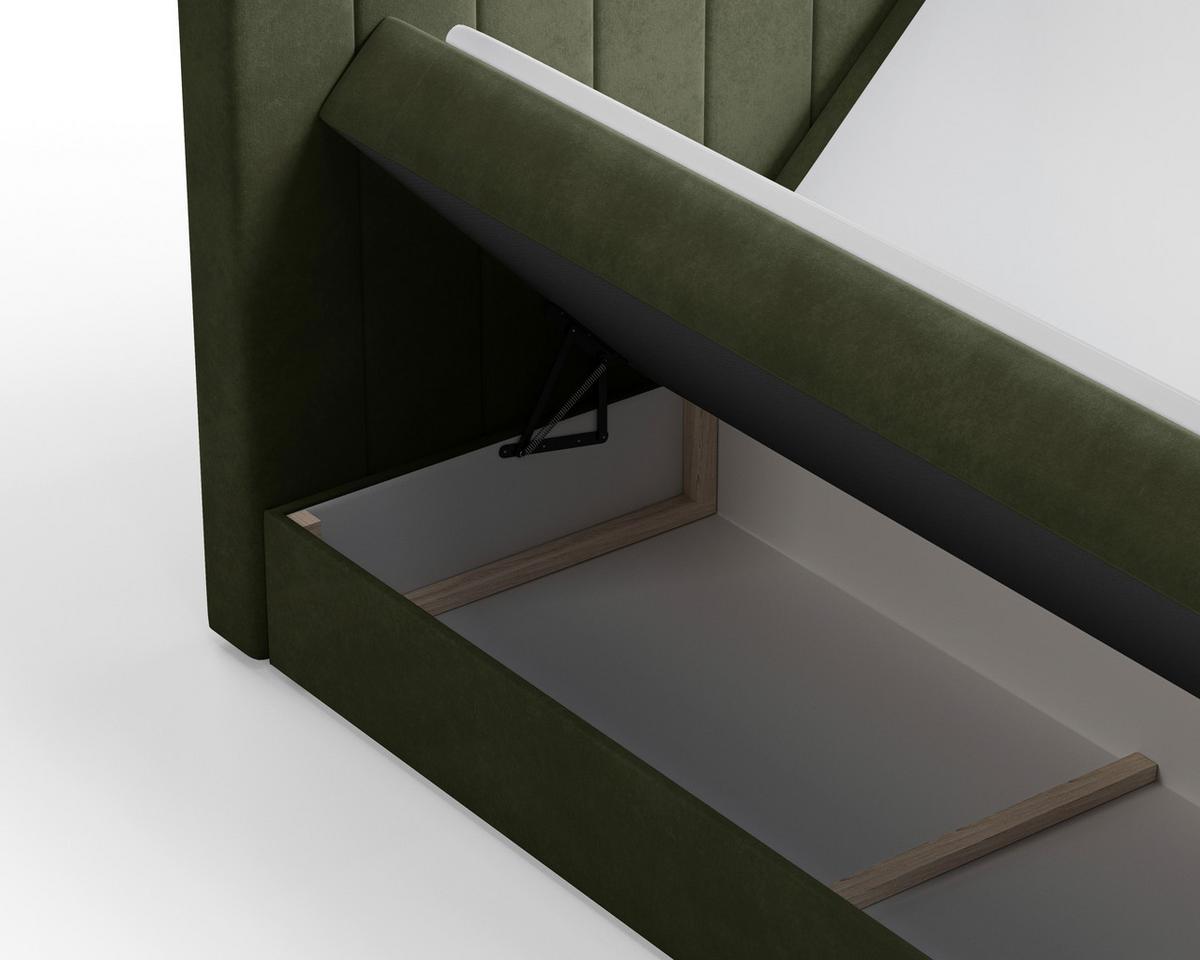 Boxbett Lila mit Topper 160x200 - Schwarz/Olivgrün, MODERN, Holz/Kunststoff (160/200cm) - Livetastic