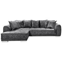 Sedací souprava ve tvaru L SENTINA antracitová - barvy stříbra/antracitová, Basics, kompozitní dřevo/textil (319/194cm) - MID.YOU