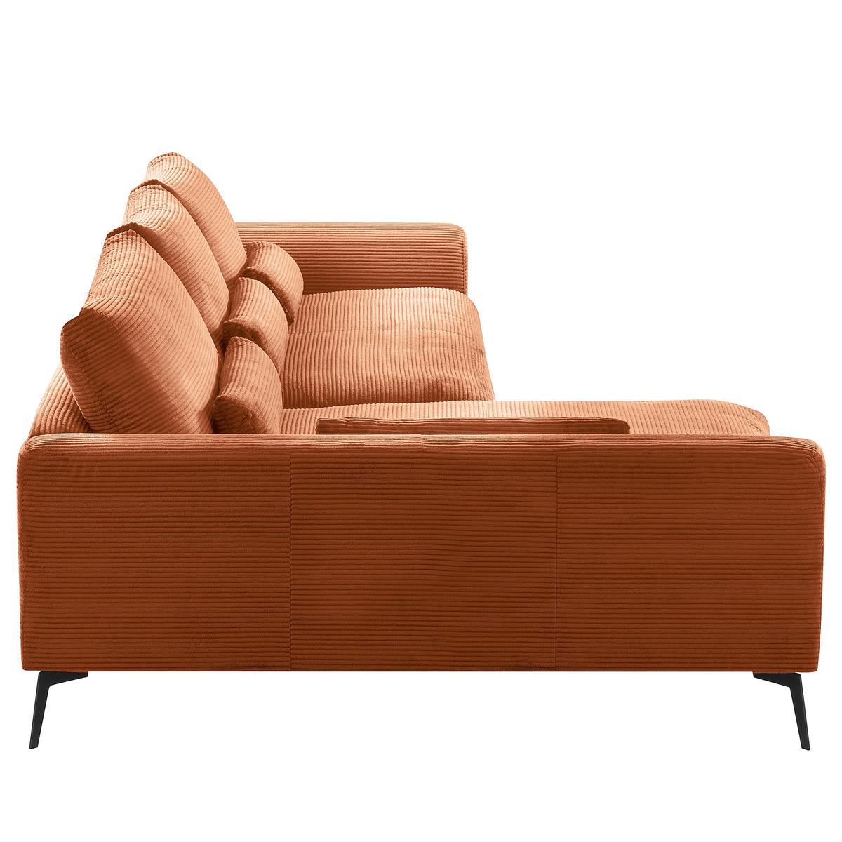 Ecksofa Berlin Cord Kupferfarben 172x313 cm - Schwarz/Kupferfarben, Design, Textil (172/313cm) - P & B