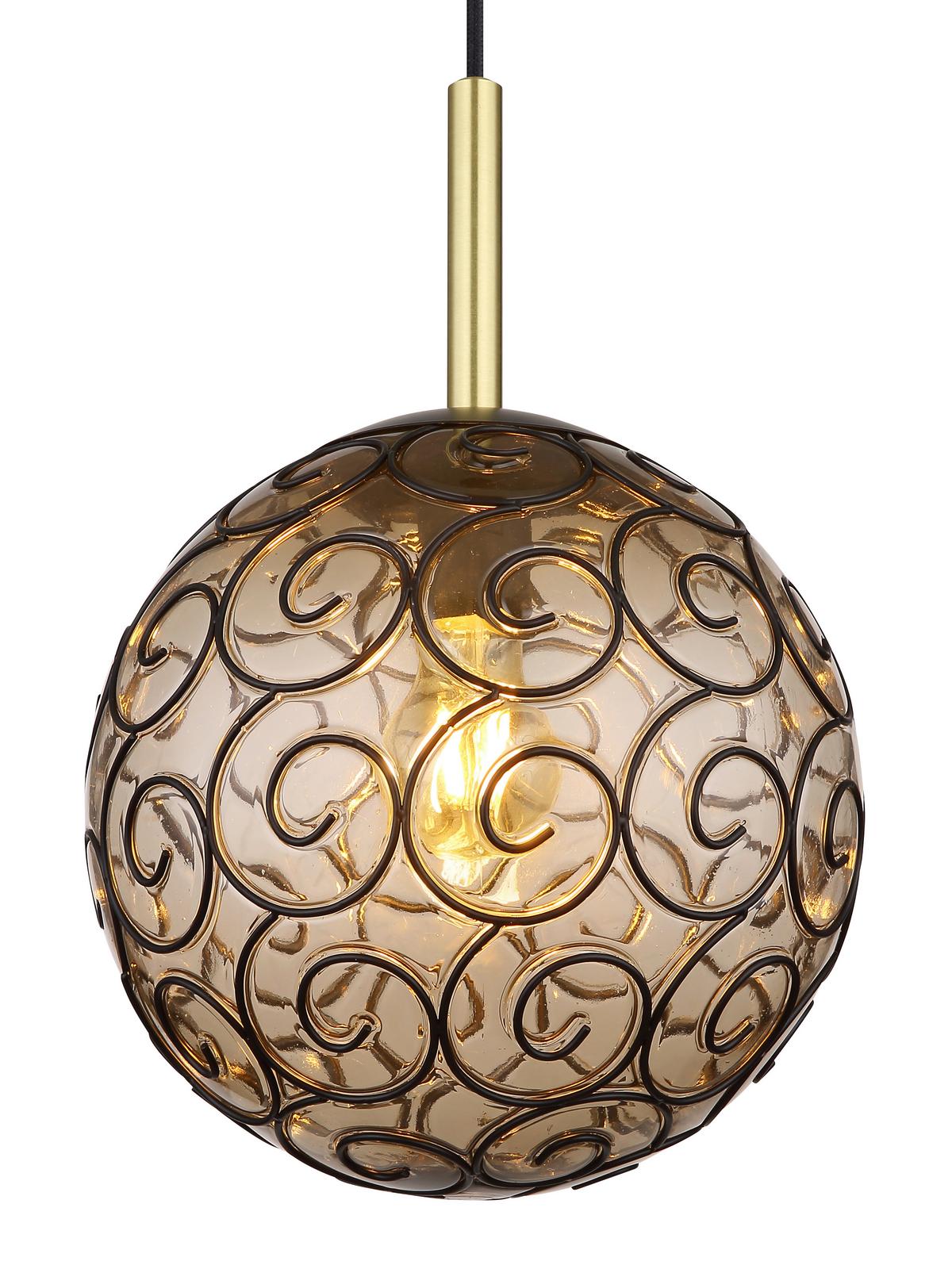 Hängeleuchte 15659h - Goldfarben/Schwarz, KONVENTIONELL, Kunststoff/Metall (25/120cm) - Globo