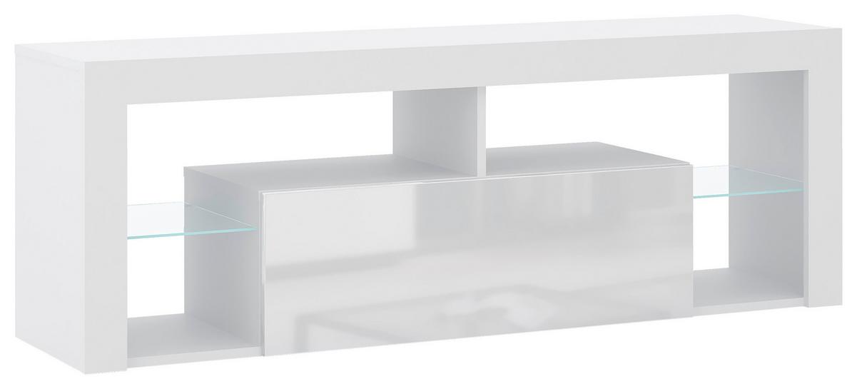 Lowboard Everest 140 - Schwarz/Weiß, Design, Glas/Holzwerkstoff (140/50,5/35cm) - Livetastic