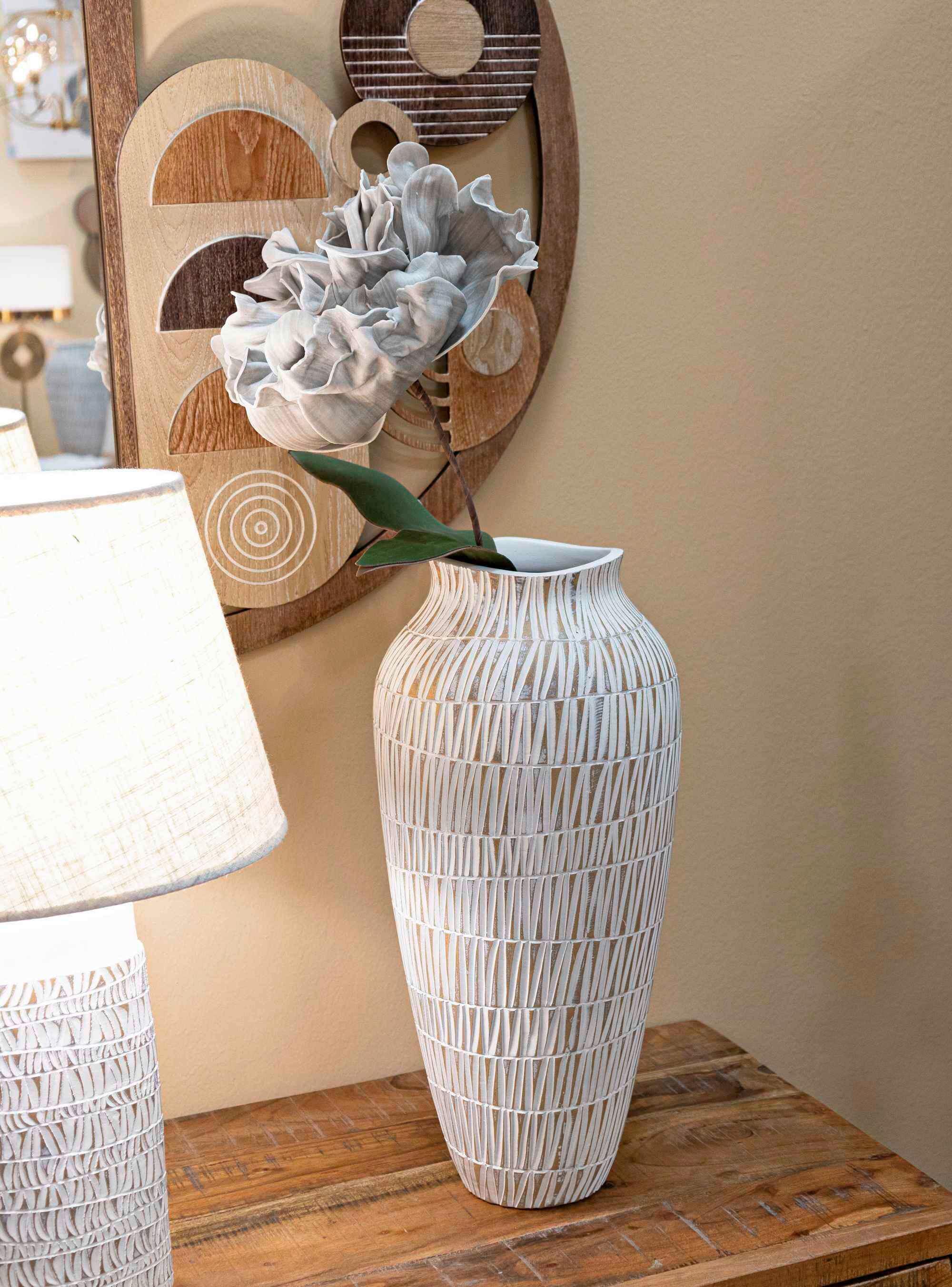 Vase Stiky Weiß, Goldfarben B: 23 Cm - Goldfarben/Weiß, Basics, Kunststoff (23/50/23 cm)