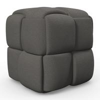 Taburet ELLA tmavě šedá bouclé - černá/tmavě šedá, Moderní, dřevo/textil (45/45/45cm) - Bessagi Home